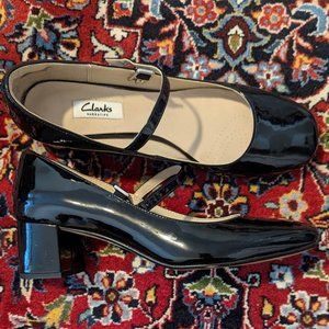 Clarks Black Mary Jane Heel - Patent Leather Mary Jane